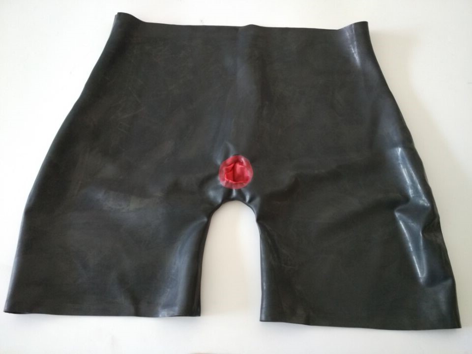 メンズラテックスボクサーショーツ,下着,赤いシース,フロント - Boyshort Underwear のレビューと価格