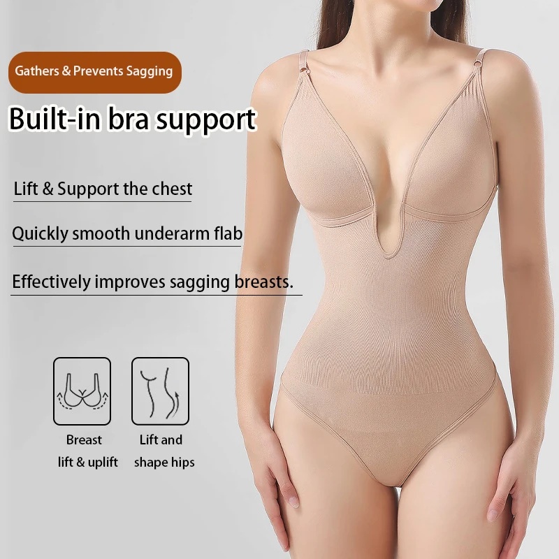 女性用バックレスボディスーツシェイプウェア、深いVネック、ス - Seamless Underwear Women のレビューと価格